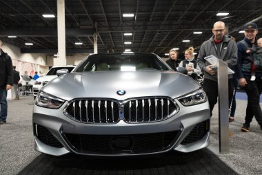 Novi, Michigan, ABD - 01.04.2020: Güneydoğu Michigan Otomobil Fuarı ve 2020 otomobil ve kamyonun tamamı.