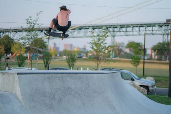 Detroit Michigan Usa 2019 Skaters Skate Park Στο Detroit — Φωτογραφία Αρχείου