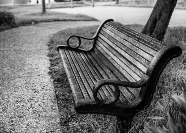 空的公园长椅在等你休息 — 图库照片