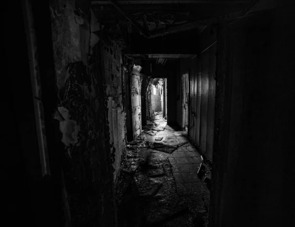 Заброшенное Разрушенное Здание Зоне Отчуждения Чернобыля — стоковое фото