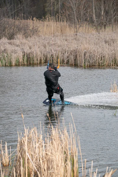 Harrison Township Michigan Usa Mai 2020 Kiteboarder Und Windsurfer Üben — Stockfoto