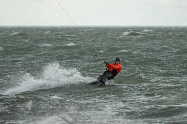 Kite Boarder Man Practice Ocean Water Usa 2020 Michigan Metro — Stockfoto