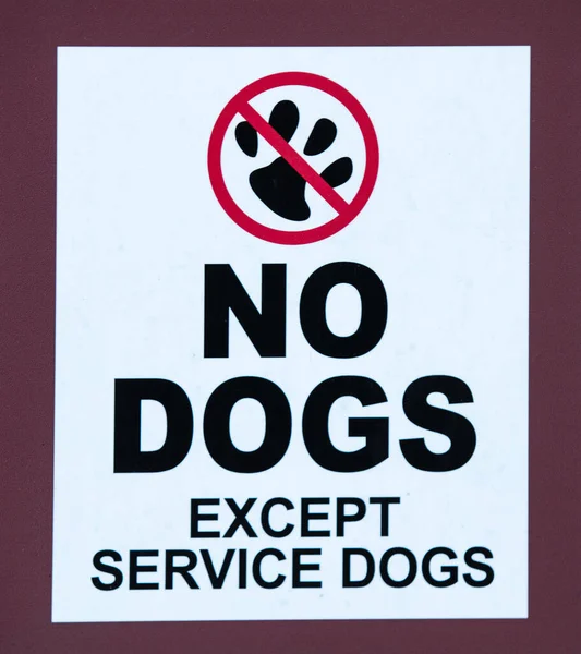 Sinal Diz Que Não Cães Exceto Cães Serviço — Fotografia de Stock