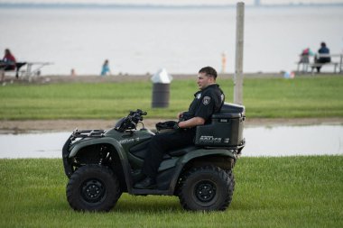 Corona Virüsü Covid 19 salgını sırasında Michigan Metro Park etkinliği.