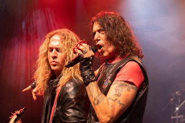 Detroit, Michigan / USA - 12.28.2019: RATT heavy metal grubu Fillmore 'da özel konuklar Dead In 5 ve Artificial Agent