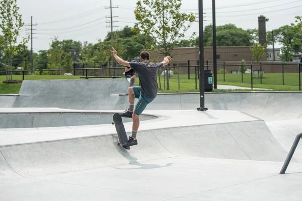 Detroit Michigan Estados Unidos 2019 Los Patinadores Practican Sus Habilidades — Foto de Stock