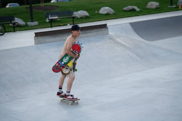 Detroit Michigan Usa 2019 Skåkare Utför Trick Skateparken Detroit — Stockfoto