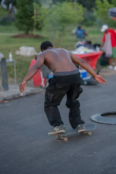 Detroit Michigan Usa 2019 Skater Zeigen Tricks Skatepark Detroit — Stockfoto