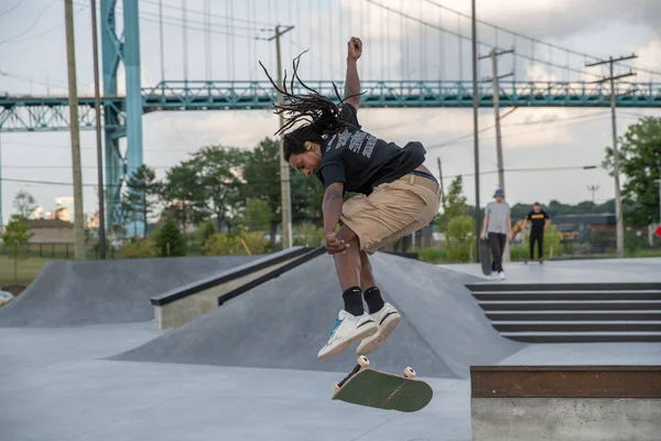 Detroit Michigan États Unis 2019 Les Patineurs Entraînent Sur Des — Photo