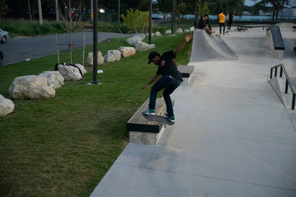 Detroit Michigan États Unis 2019 Les Patineurs Les Motards Entraînent — Photo