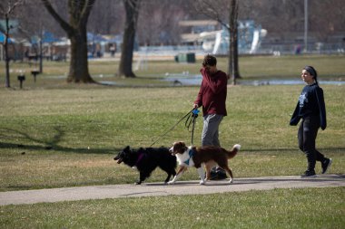 Harrison Township, Michigan / ABD - 19 Nisan 2020: Corona Virüsü sırasında Michigan Metro Parkı etkinliği.