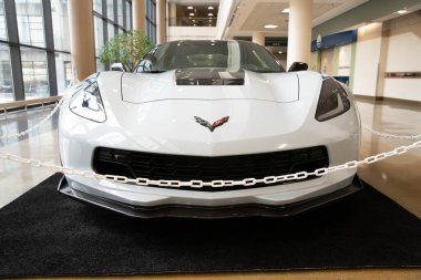 Toledo, Ohio, ABD - 02.07.2020: Büyük Toledo Otomobil Fuarı 2020, The Blade tarafından sunuldu, en yeni araç modelleri ve otomotiv teknolojisinde son gelişmeler.