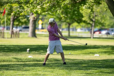 Harrison Township, Michigan, ABD - 31 Mayıs 2020: Covid-19 Corona Virüsü sırasında Michigan Metro Parkı etkinliği.
