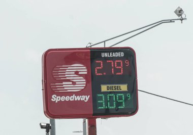 Detroit Michigan 'daki Speedway benzin istasyonu tabelası 5-25-2019