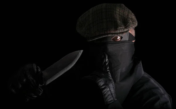 Zamaskowany Przestępca Nożem — Zdjęcie stockowe