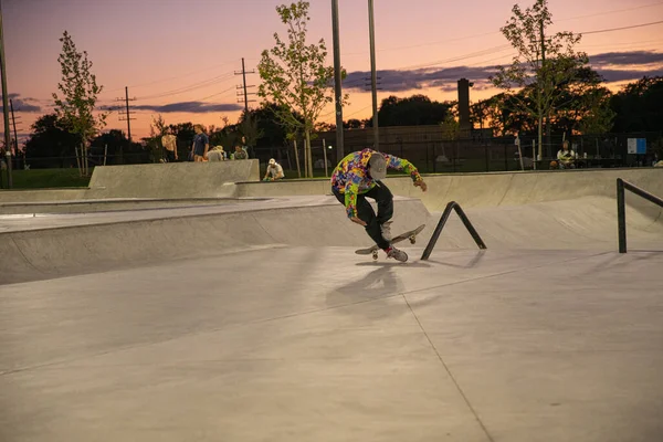 Detroit Michigan Usa 2019 Skaters Bmx Bikers Practice Trick Detroit — Stock Fotó