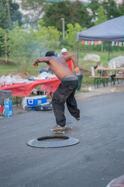 Detroit Michigan Estados Unidos 2019 Los Patinadores Realizan Trucos Skate — Foto de Stock