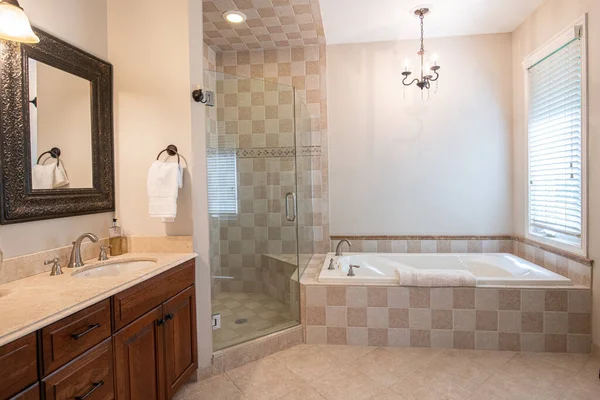 Ceramic Tile Has Been Installed Your Updated Bathroom — Stock Photo, Image
