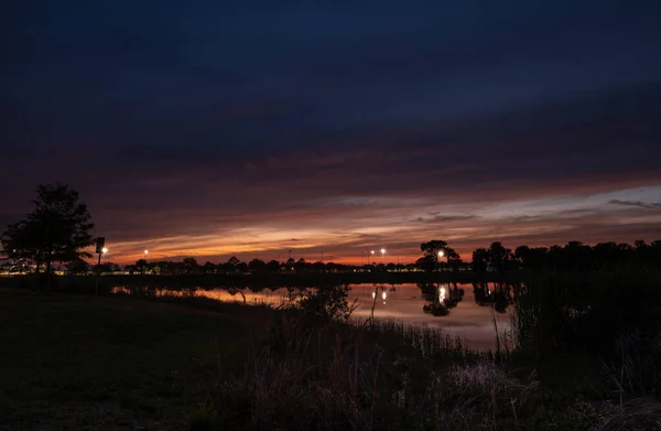 Puesta Sol Río — Foto de Stock