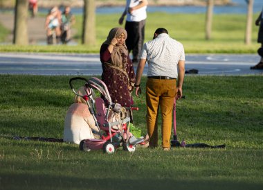 Corona Virüsü Covid 19 salgını sırasında Michigan Metro Park etkinliği.