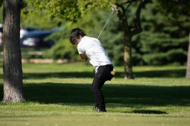 Harrison Township, Michigan, ABD - 31 Mayıs 2020: Covid-19 Corona Virüsü sırasında Michigan Metro Parkı etkinliği.