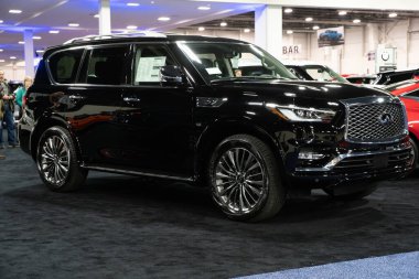 Novi, Michigan, ABD - 01.04.2020: Güneydoğu Michigan Otomobil Fuarı ve 2020 otomobil ve kamyonun tamamı.