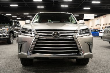 Toledo, Ohio, ABD - 02.07.2020: Büyük Toledo Otomobil Fuarı 2020, The Blade tarafından sunuldu, en yeni araç modelleri ve otomotiv teknolojisinde son gelişmeler.