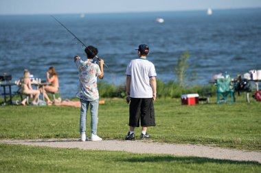 Corona Virüsü Covid 19 salgını sırasında Michigan Metro Park etkinliği.