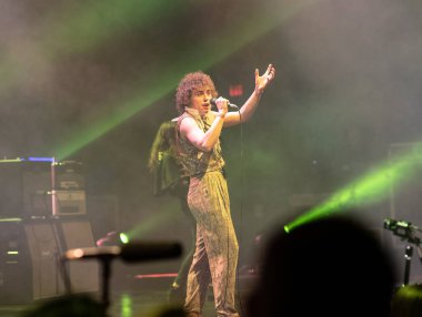 Detroit, Michigan, ABD - 12.29.2018: Greta Van Fleet Fox Theater 'da canlı performans sergiliyor
