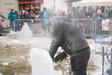 Plymouth, Michigan, ABD - 01.12.2020: Plymouth Buz Festivali 2020.