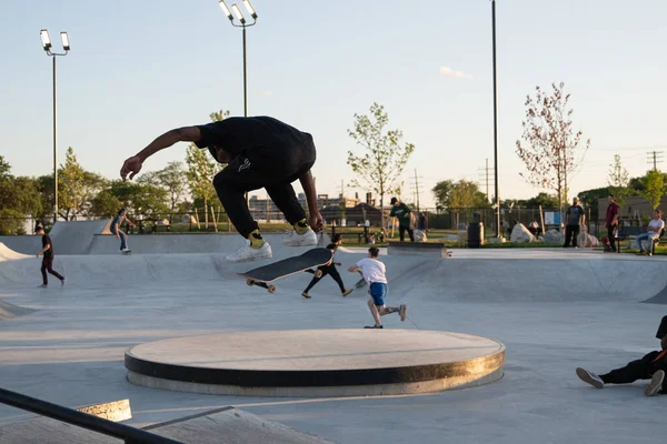 Detroit Michigan Abd 2019 Patenciler Gün Batımında Paten Parkında Numaralar — Stok fotoğraf