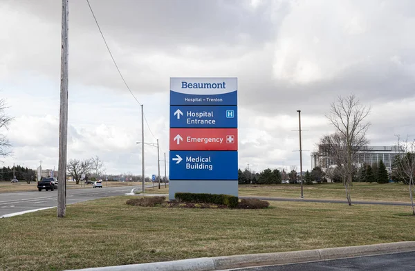 Firma Sala Emergencias Del Hospital Beaumont Detroit Michigan Marzo 2020 — Foto de Stock