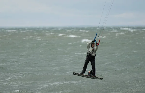 Kite Boarder Man Practice Ocean Water Usa 2020 Michigan Metro — Stock Photo, Image