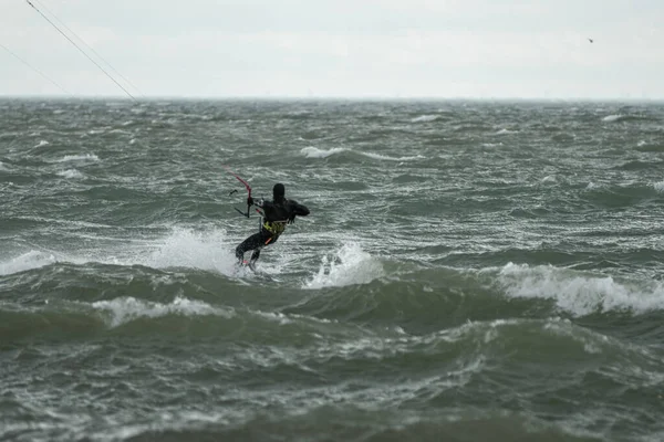 Kite Boarder Man Practice Ocean Water Usa 2020 Michigan Metro — Stockfoto