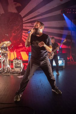 Detroit, Michigan, ABD - 10.20.2018: Clutch özel konuk Sevendust ve açılış grubu Tyler Bryant ve the Shakedown ile Detroit Fillmore 'da canlı performans sergiliyor