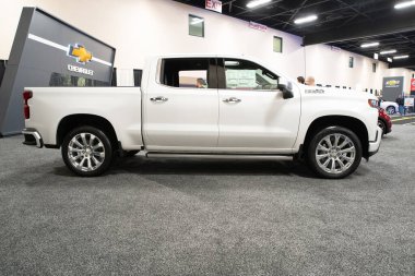 Toledo, Ohio, ABD - 02.07.2020: Büyük Toledo Otomobil Fuarı 2020, The Blade tarafından sunuldu, en yeni araç modelleri ve otomotiv teknolojisinde son gelişmeler.