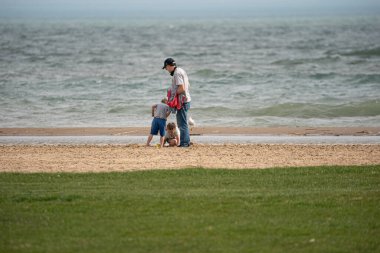 Harrison Township, Michigan, ABD - 01 Mayıs 2020: Covid-19 Corona Virüsü sırasında Michigan Metro Parkı etkinliği.