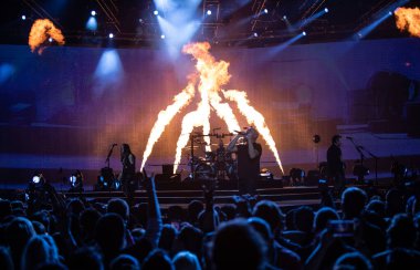 Detroit, Michigan, ABD - 03.05.2019: Özel konuk Three Days Grace ile Little Caesar 's Arena' da canlı performans