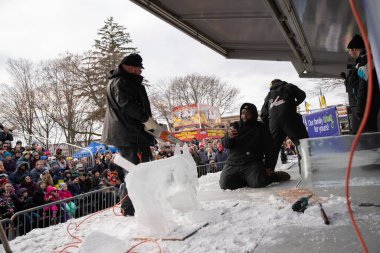 Plymouth, Michigan, ABD - 01.12.2020: Plymouth Buz Festivali 2020.