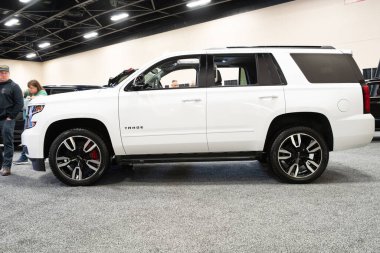 Toledo, Ohio, ABD - 02.07.2020: Büyük Toledo Otomobil Fuarı 2020, The Blade tarafından sunuldu, en yeni araç modelleri ve otomotiv teknolojisinde son gelişmeler.