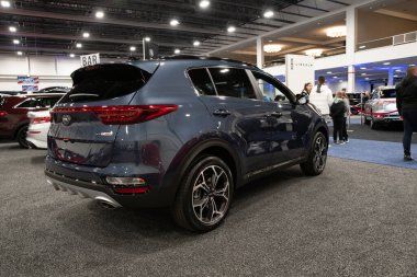 Novi, Michigan, ABD - 01.04.2020: Güneydoğu Michigan Otomobil Fuarı ve 2020 otomobil ve kamyonun tamamı.