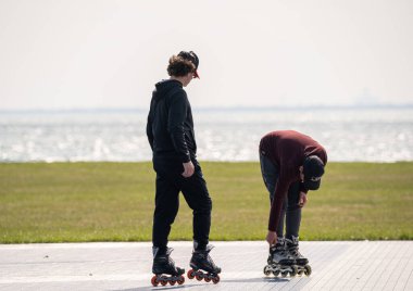 Harrison Township, Michigan / ABD - 19 Nisan 2020: Corona Virüsü sırasında Michigan Metro Parkı etkinliği.