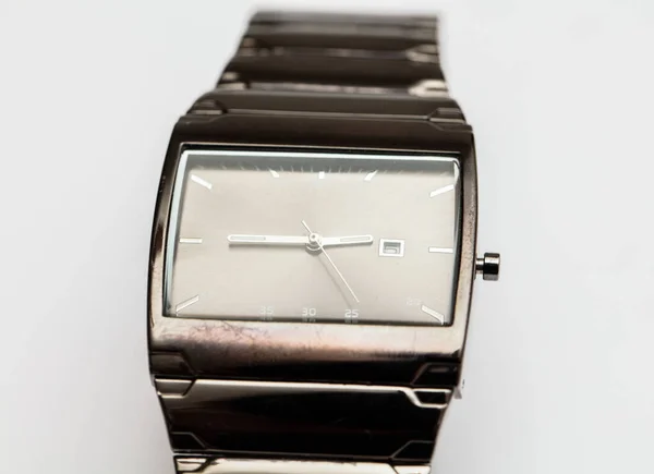 Wrist Watch Black Leather Belt — Stock Photo, Image