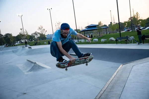 Detroit Michigan Usa 2019 Les Patineurs Entraînent Coucher Soleil Dans — Photo