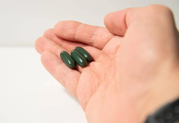 Cbd Pills Your Hand Ready Take — Stock Photo, Image