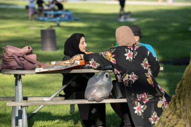 Corona Virüsü Covid 19 salgını sırasında Michigan Metro Park etkinliği.