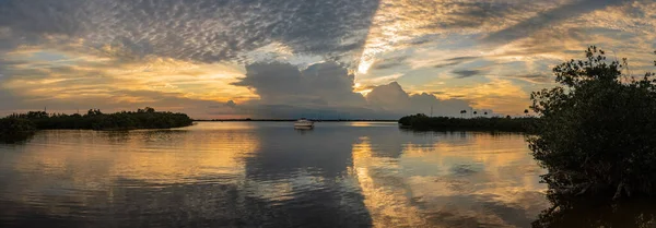 Por Sol Pacífica Com Âncora Caiu Panorama — Fotografia de Stock