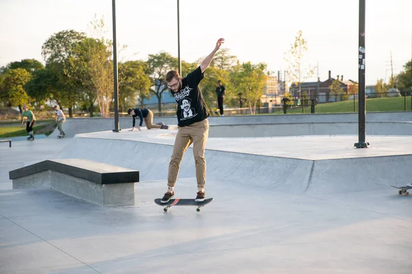 Detroit Michigan États Unis 2019 Les Patineurs Les Motards Entraînent — Photo