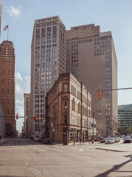 Randolph Street Congress Street Intersección Del Centro Detroit Junio 2019 — Foto de Stock