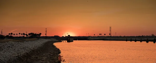 Sunset River Port Petersburg — Stock Photo, Image